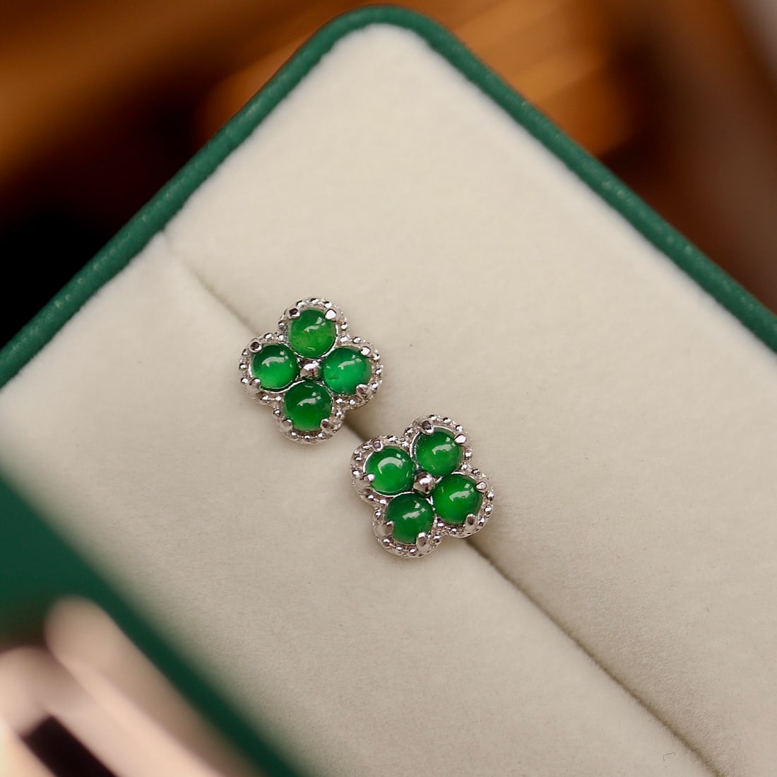 natural jadeite stud earrings - 3