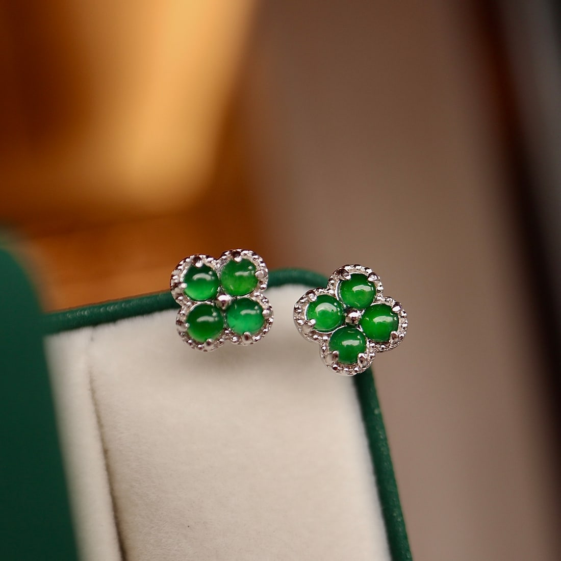 natural jadeite stud earrings - 4