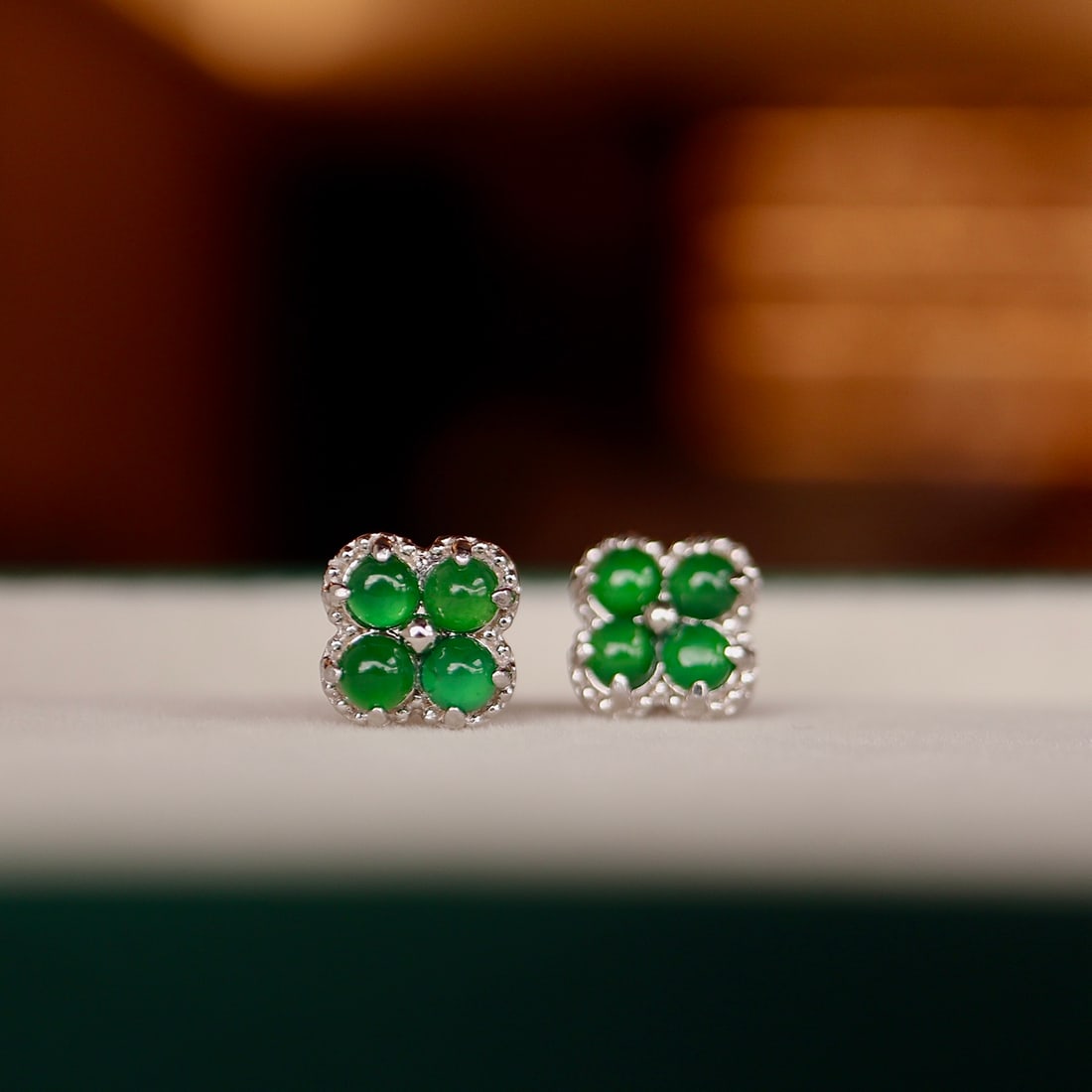 natural jadeite stud earrings - 5
