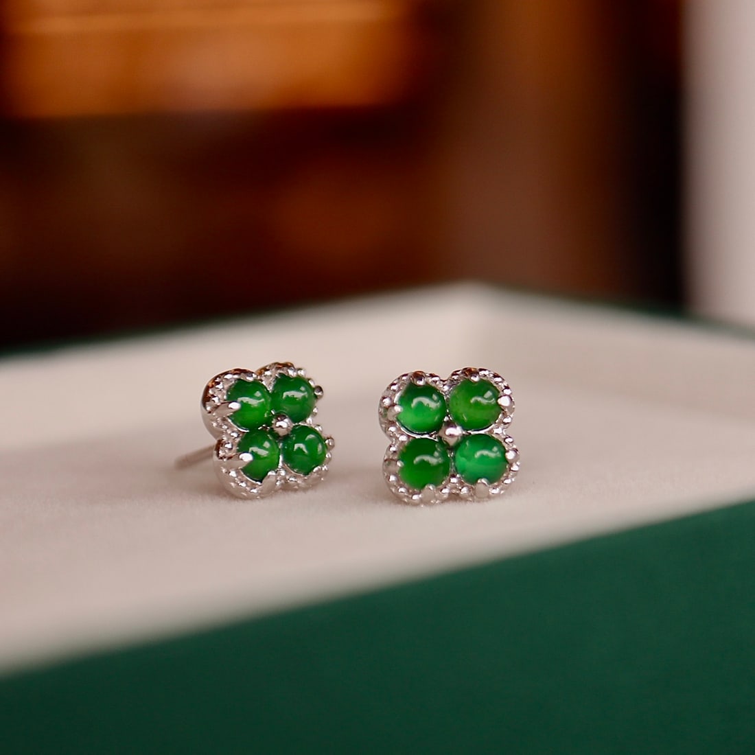 natural jadeite stud earrings - 6