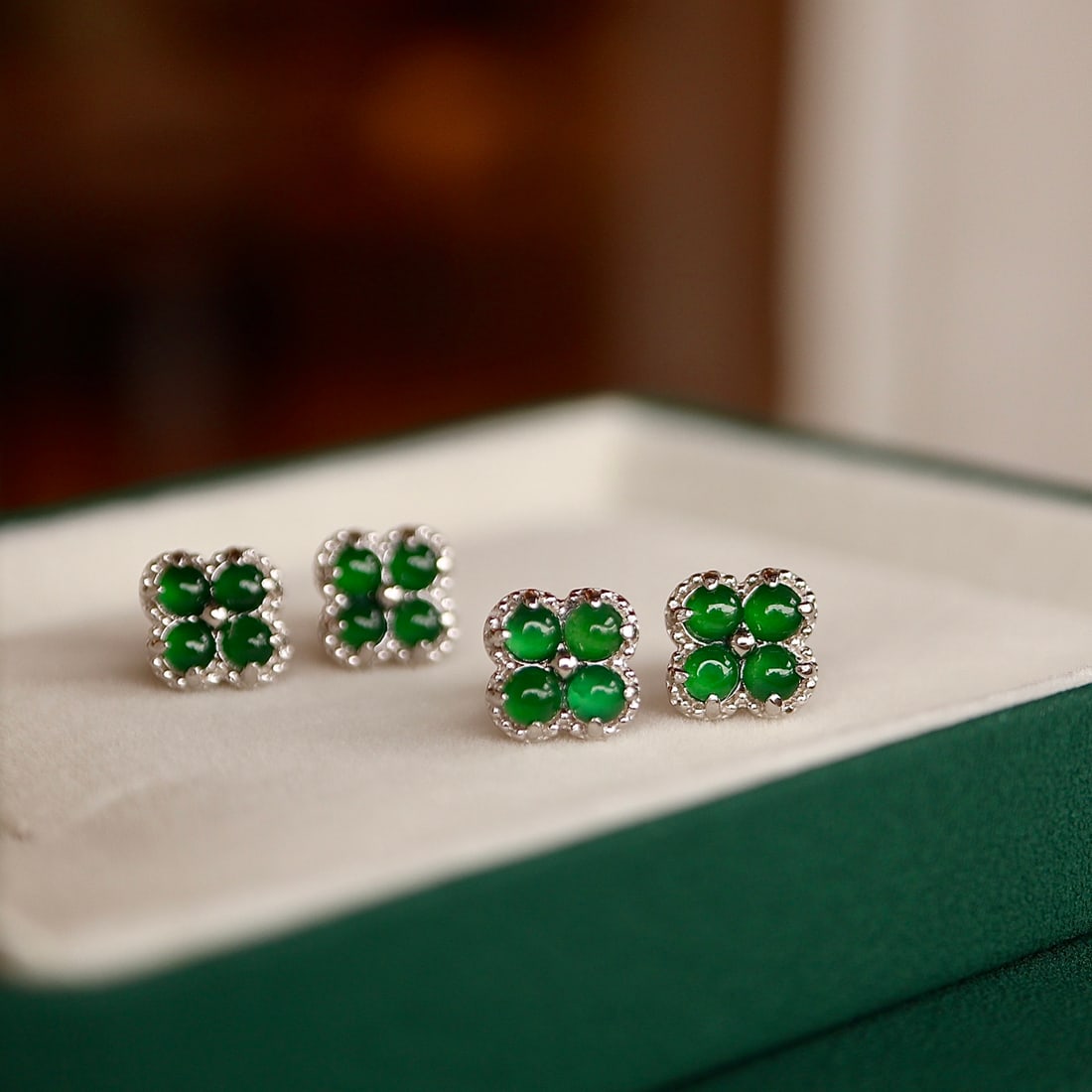 natural jadeite stud earrings - 7