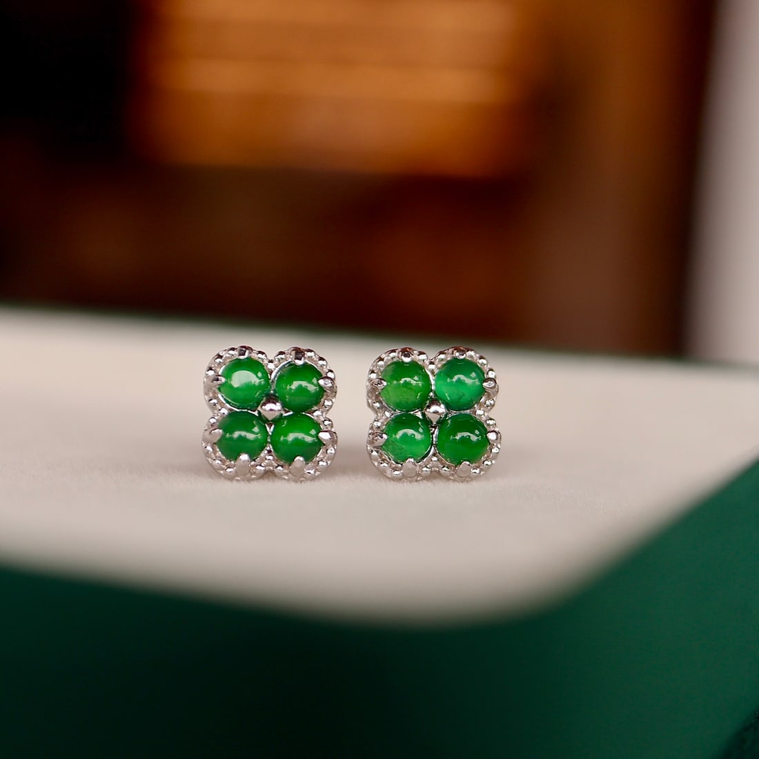 natural jadeite stud earrings - 8