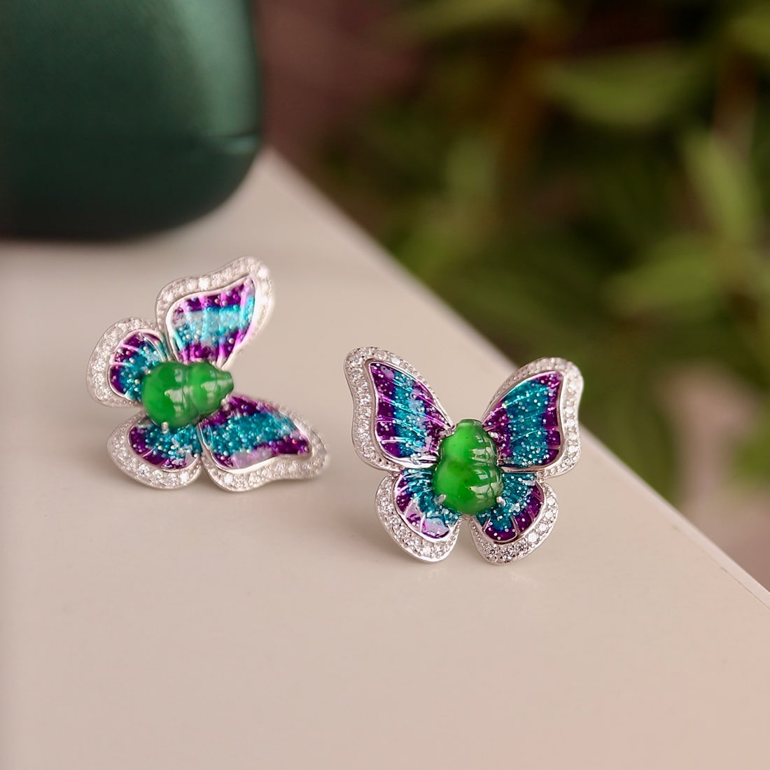 S925 Silver Natural Jade Earrings - 2