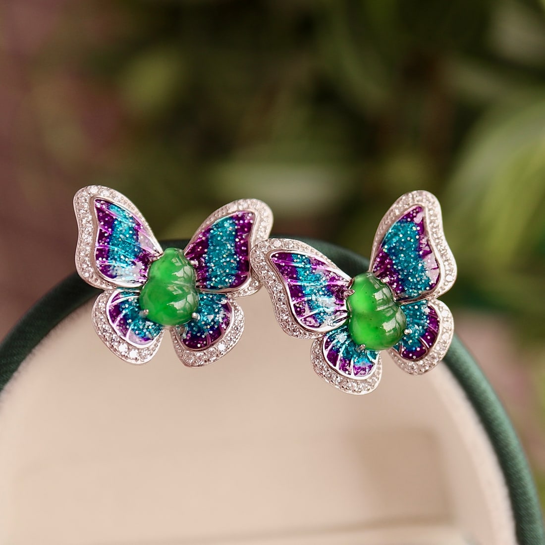 S925 Silver Natural Jade Earrings - 5