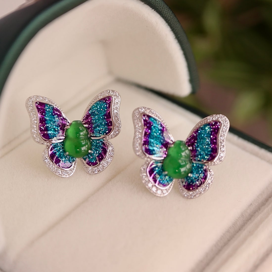 S925 Silver Natural Jade Earrings - 6