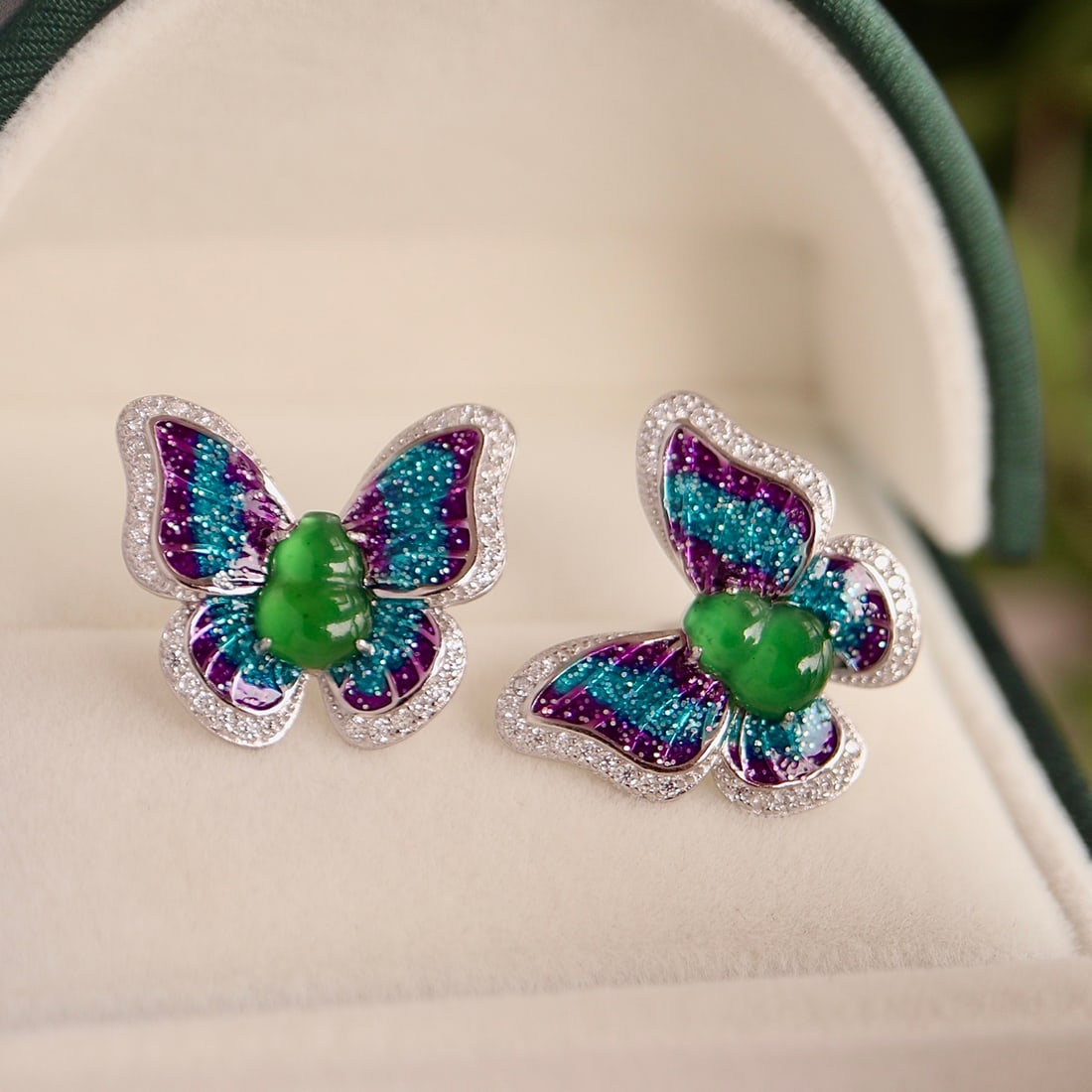 S925 Silver Natural Jade Earrings - 7