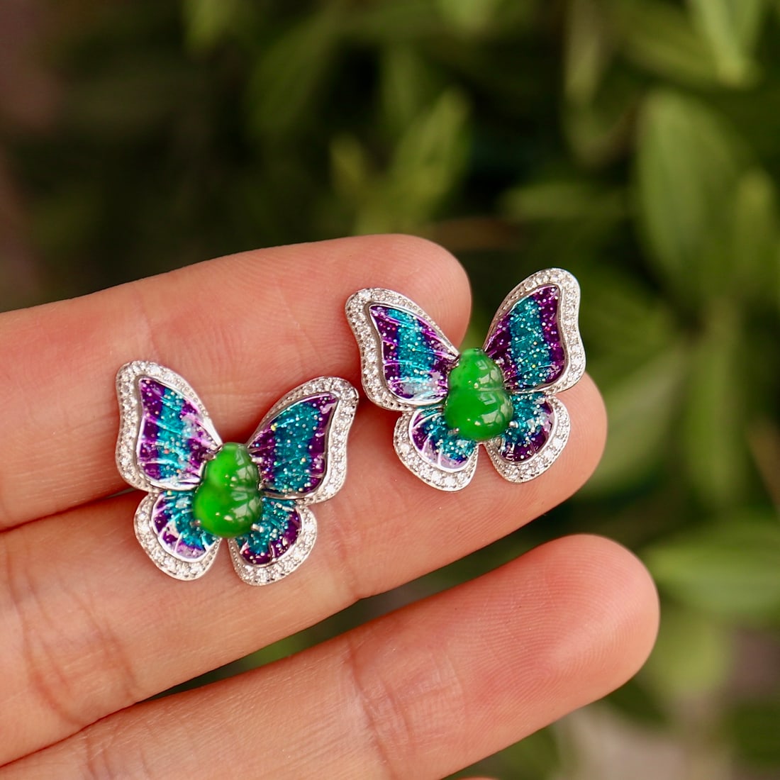 S925 Silver Natural Jade Earrings - 8