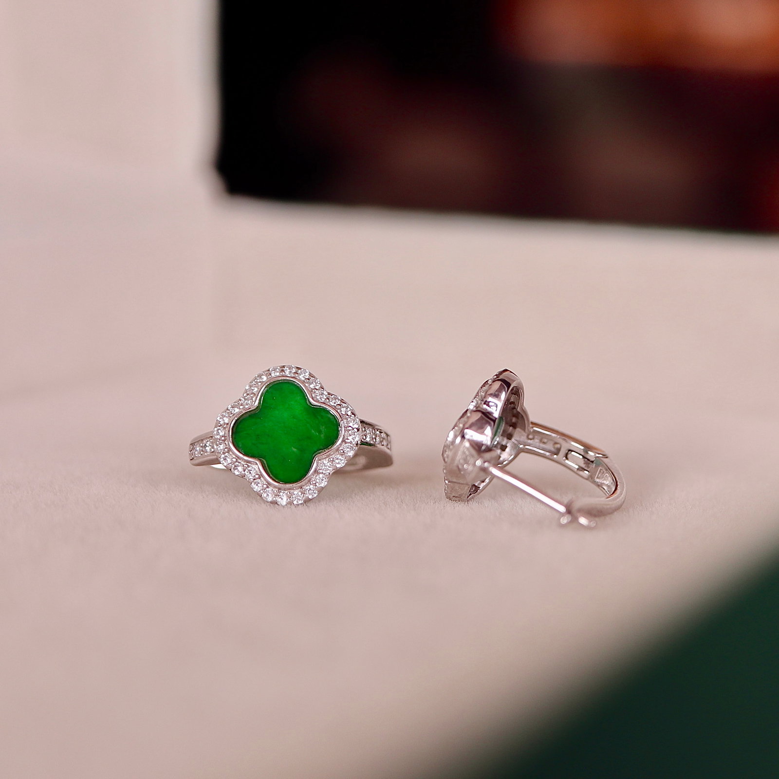S925 Sterling Silver and Natural Jadeite Earrings - 2