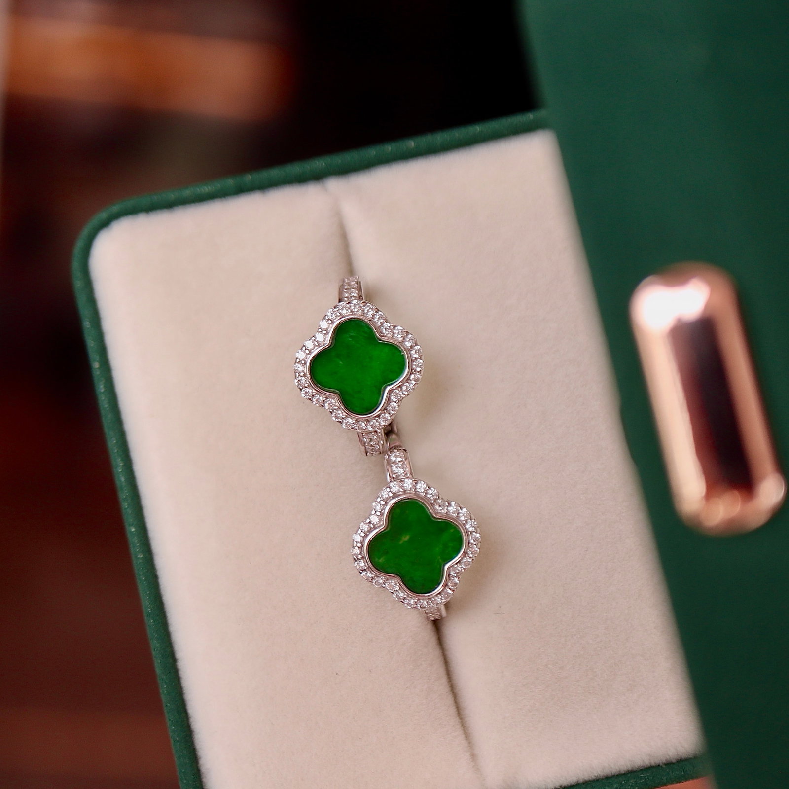 S925 Sterling Silver and Natural Jadeite Earrings - 3