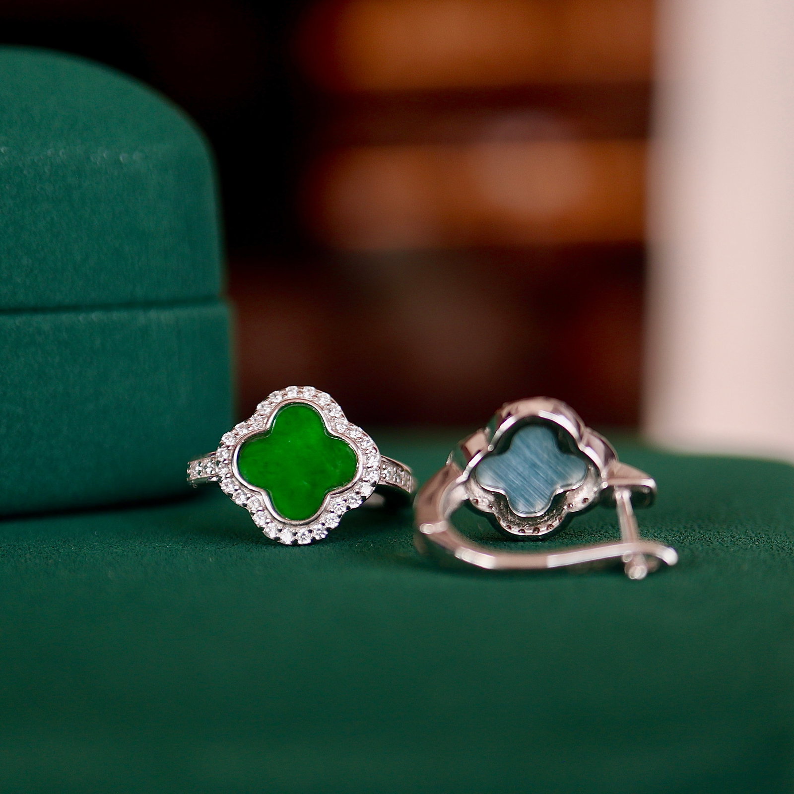 S925 Sterling Silver and Natural Jadeite Earrings - 6