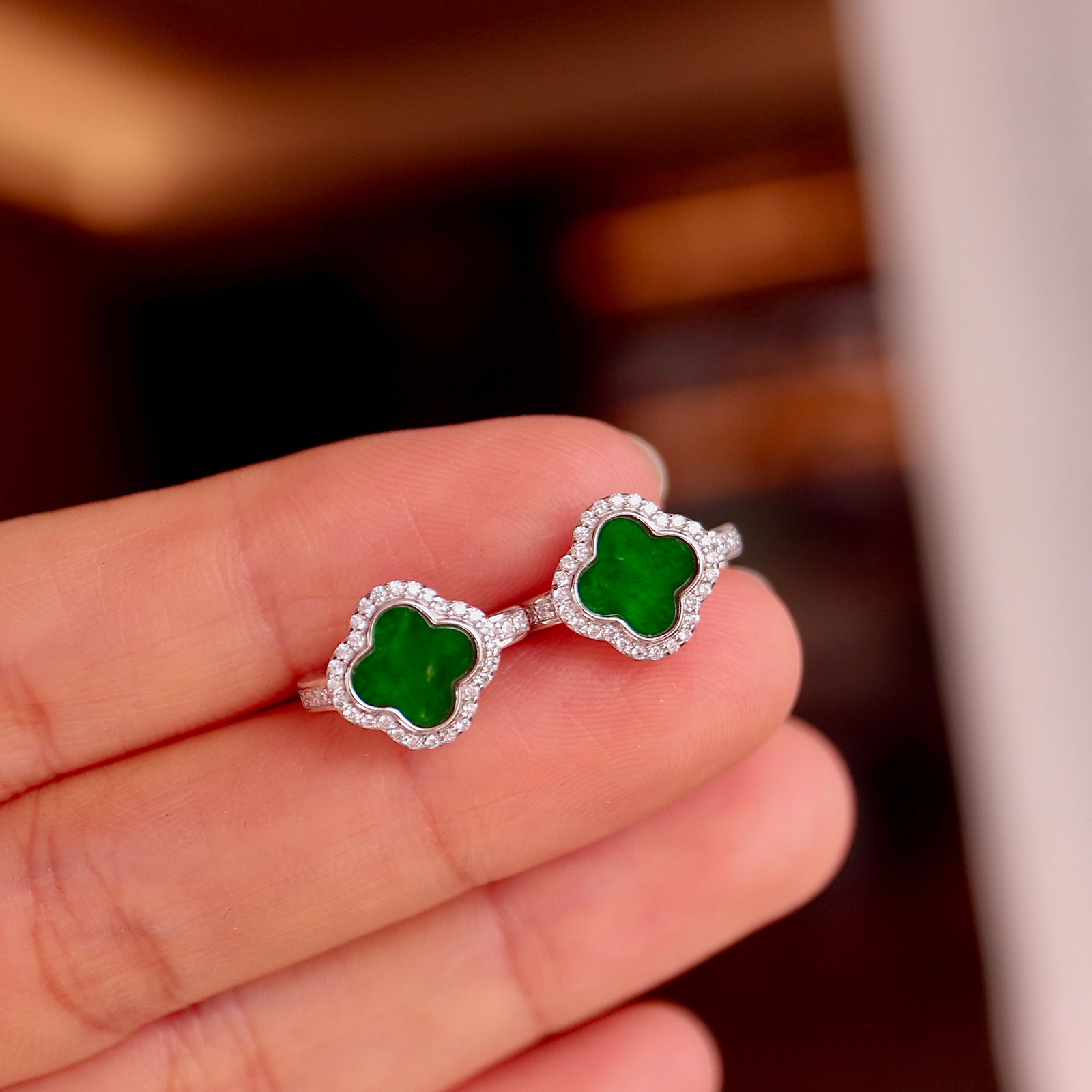 S925 Sterling Silver and Natural Jadeite Earrings - 8