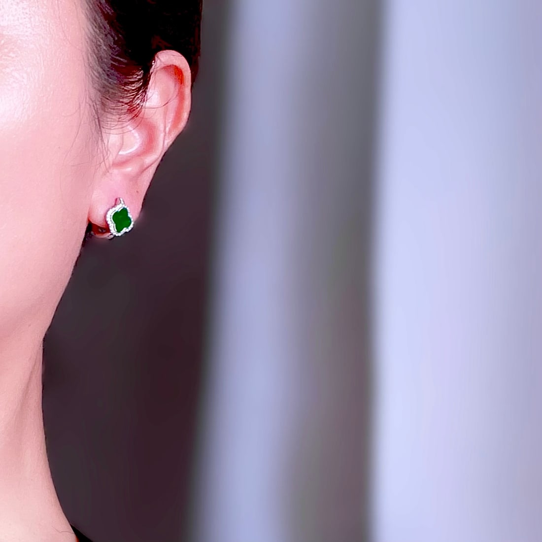 S925 Sterling Silver and Natural Jadeite Earrings - 9