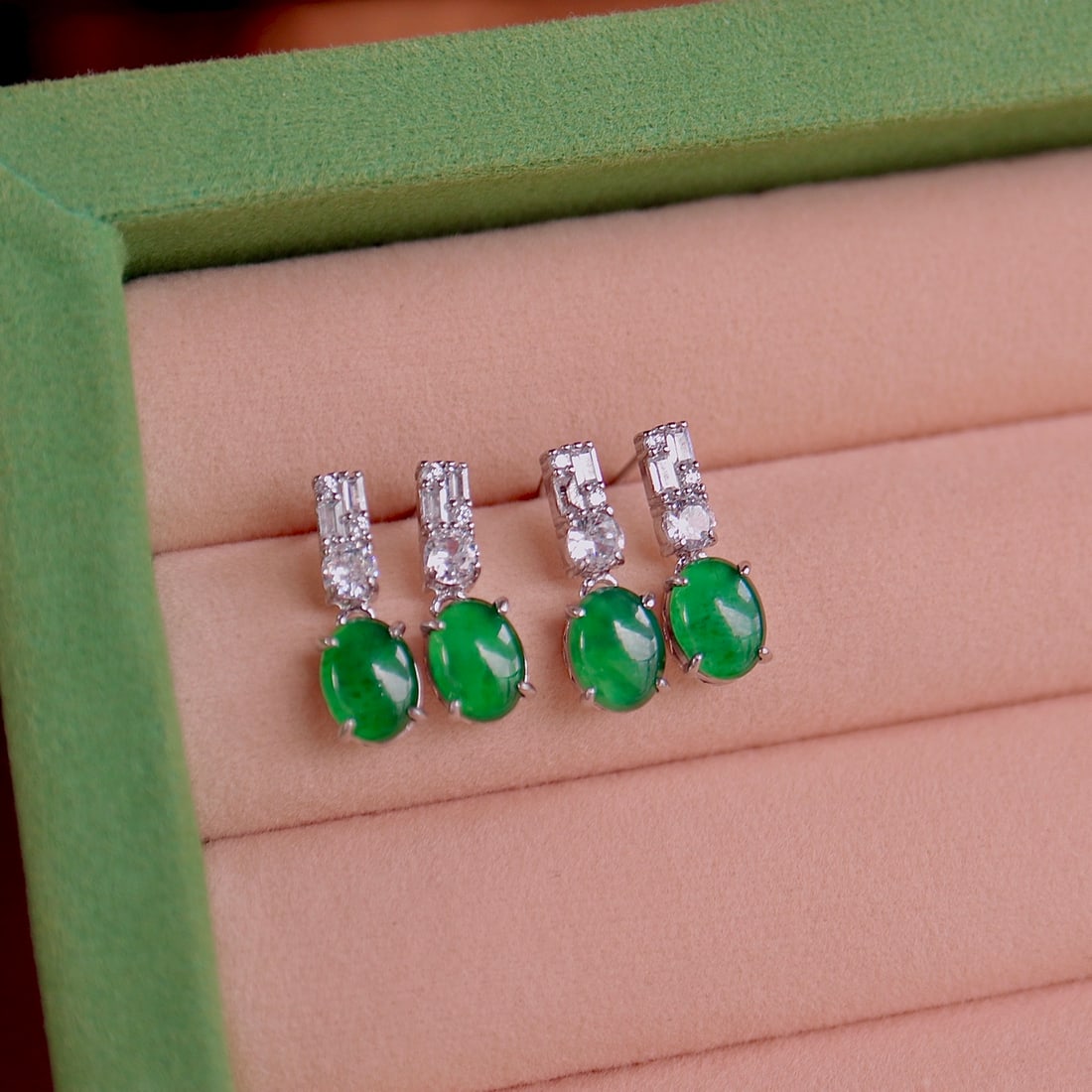 Natural jadeite earrings - 2