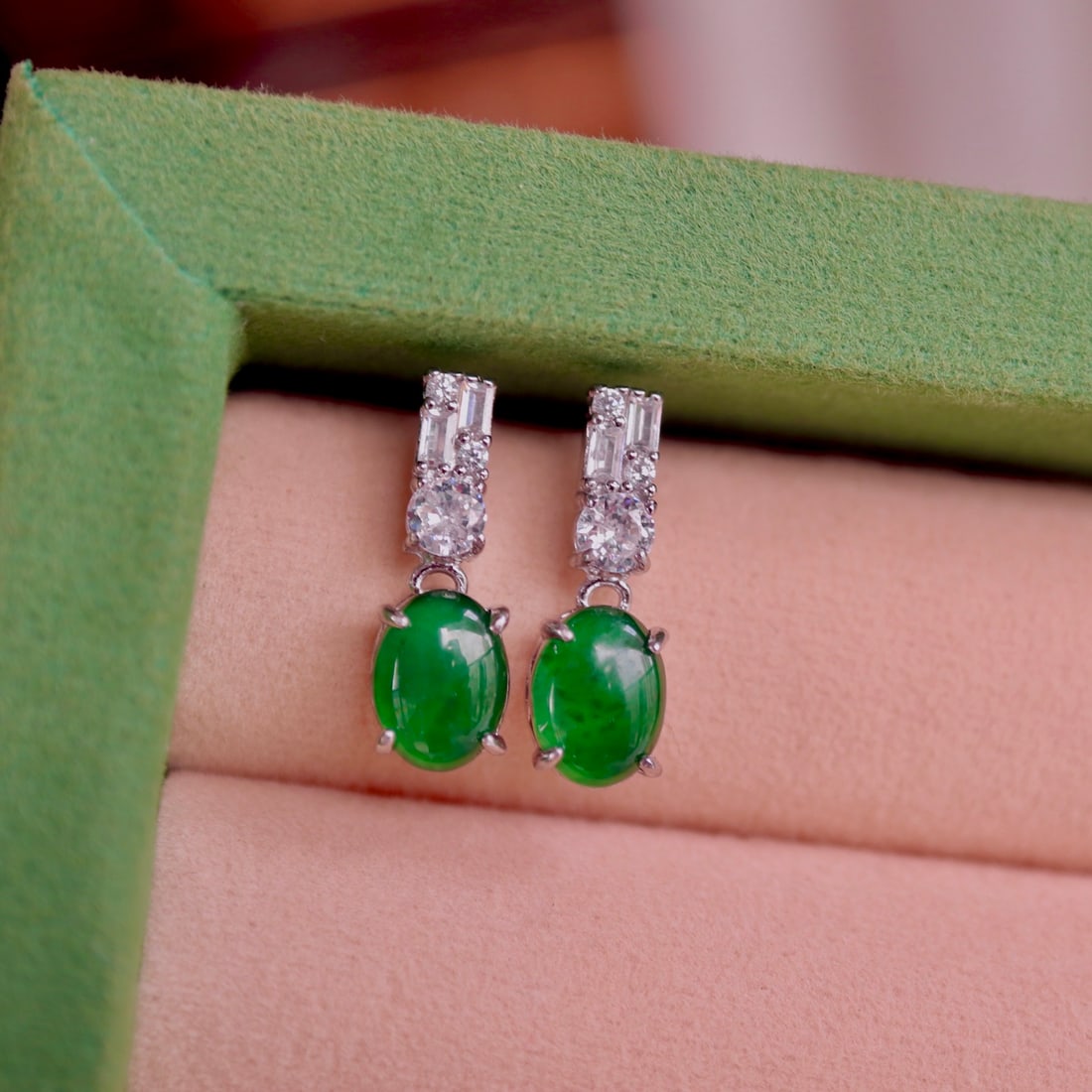 Natural jadeite earrings - 3