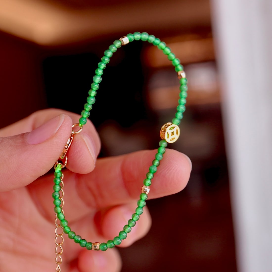 Natural Jade Bead Bracelet - 5