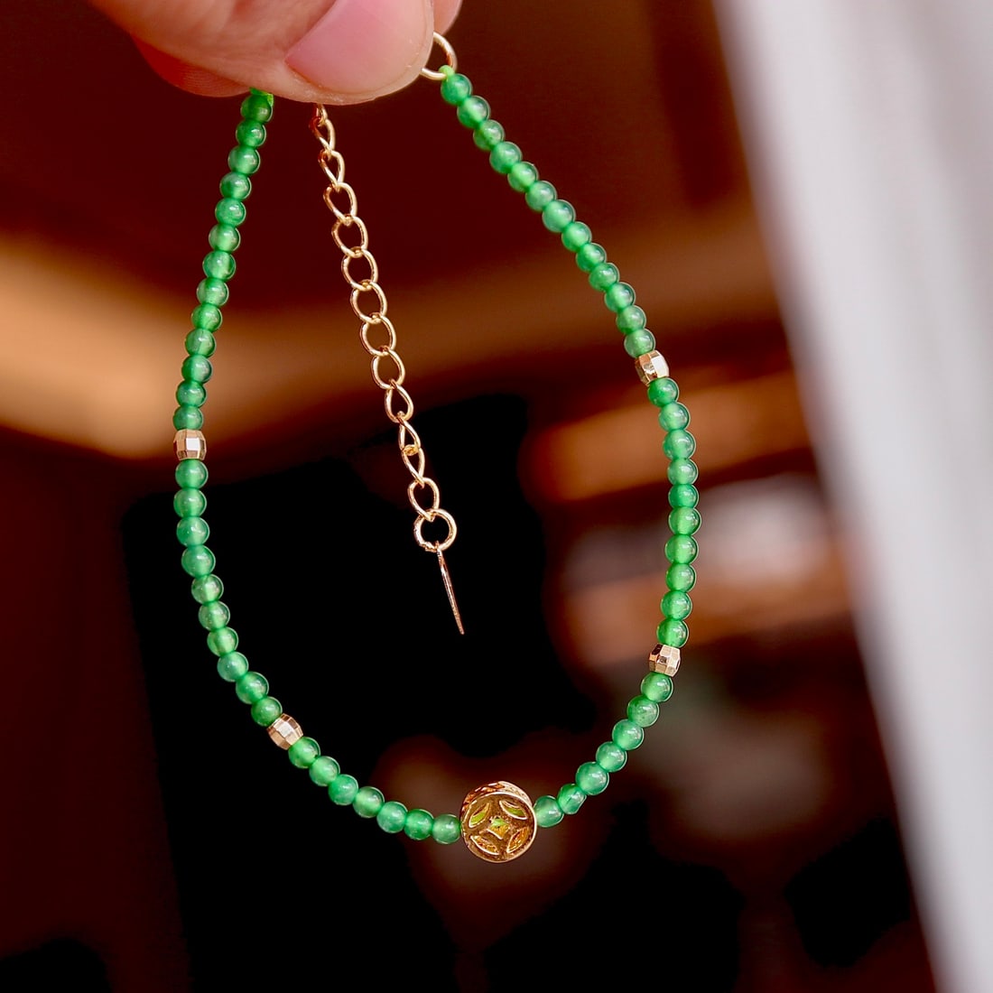 Natural Jade Bead Bracelet - 6