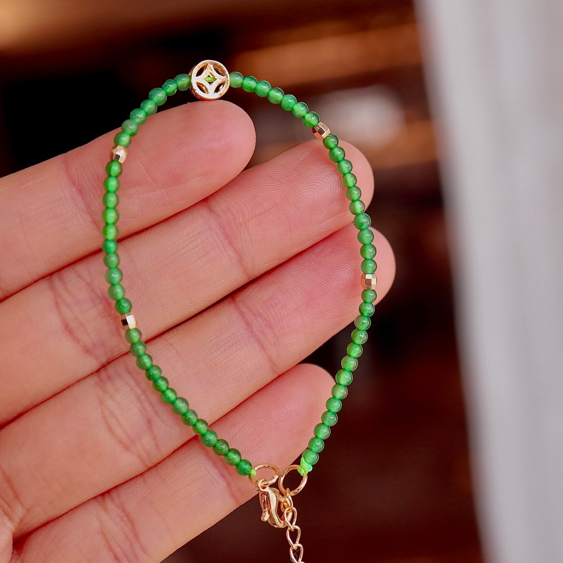 Natural Jade Bead Bracelet - 7