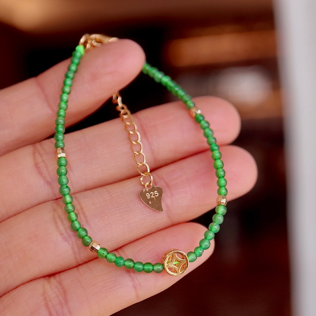 Natural Jade Bead Bracelet - 8