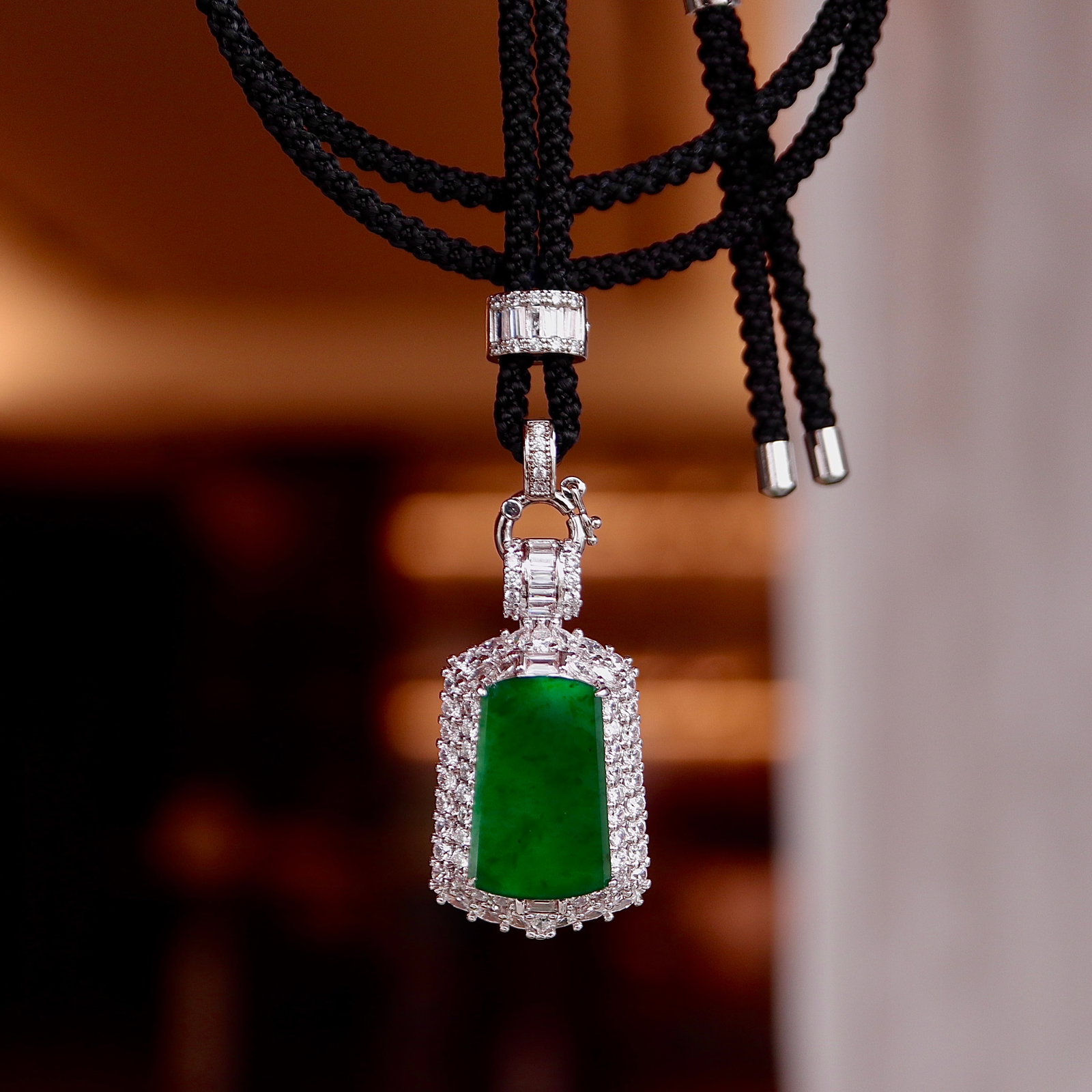 18K Gold Natural Jade Pendant - 3