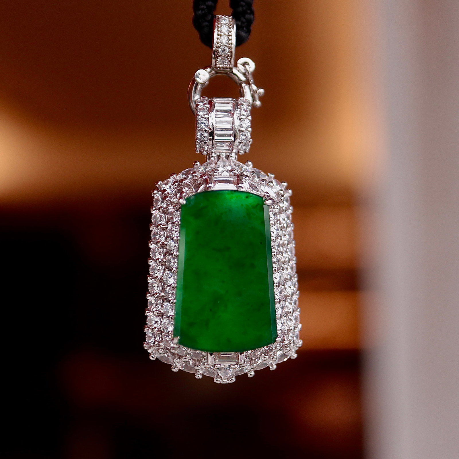 18K Gold Natural Jade Pendant - 5