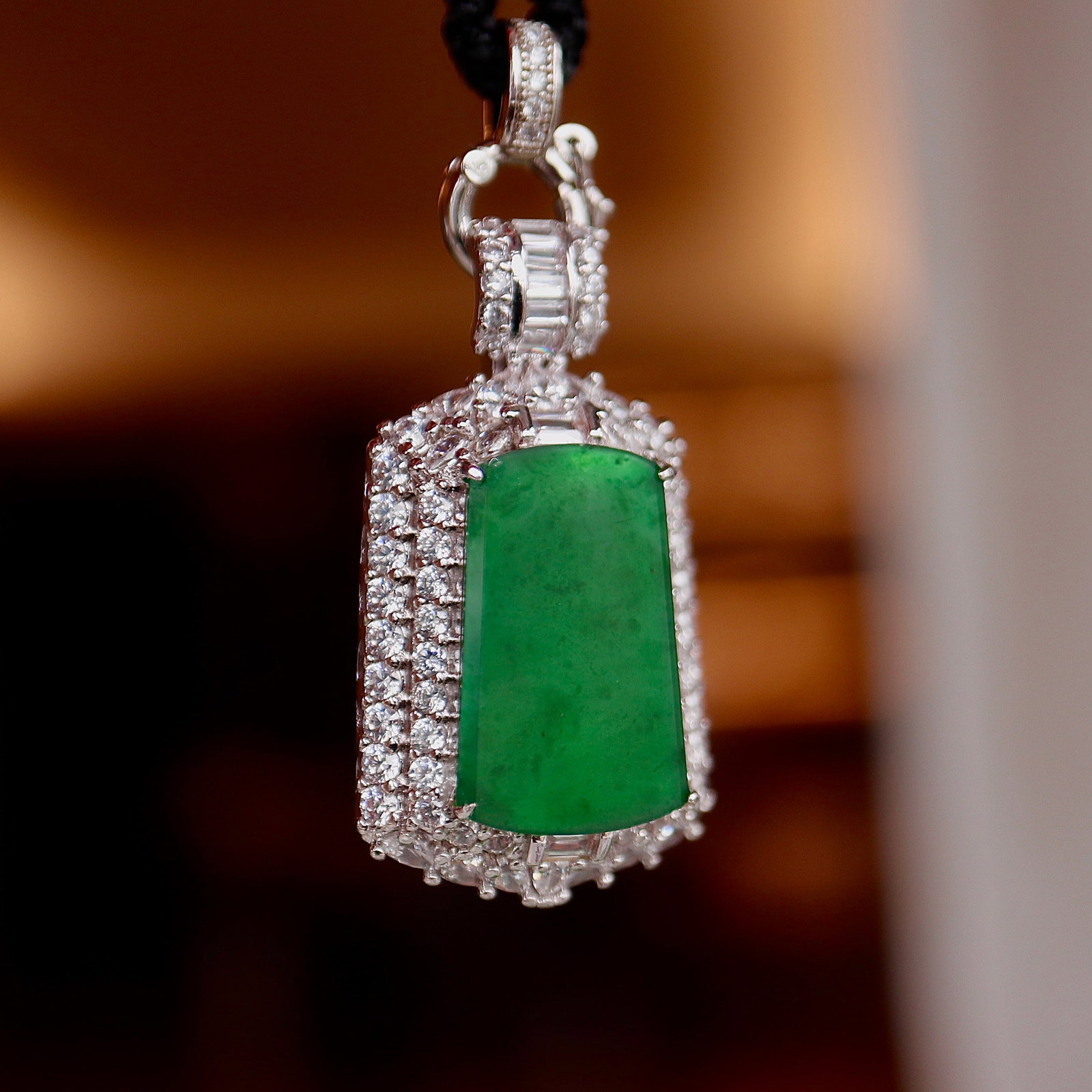 18K Gold Natural Jade Pendant - 6