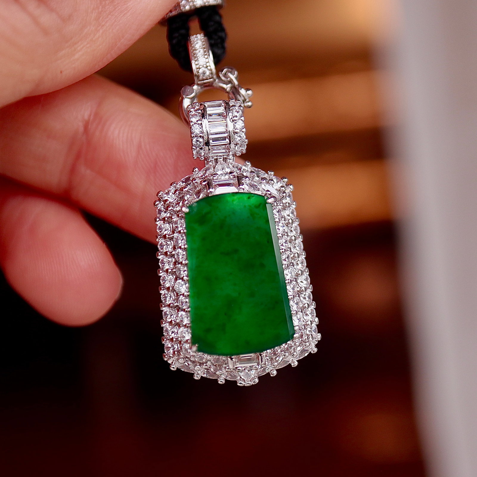 18K Gold Natural Jade Pendant - 8
