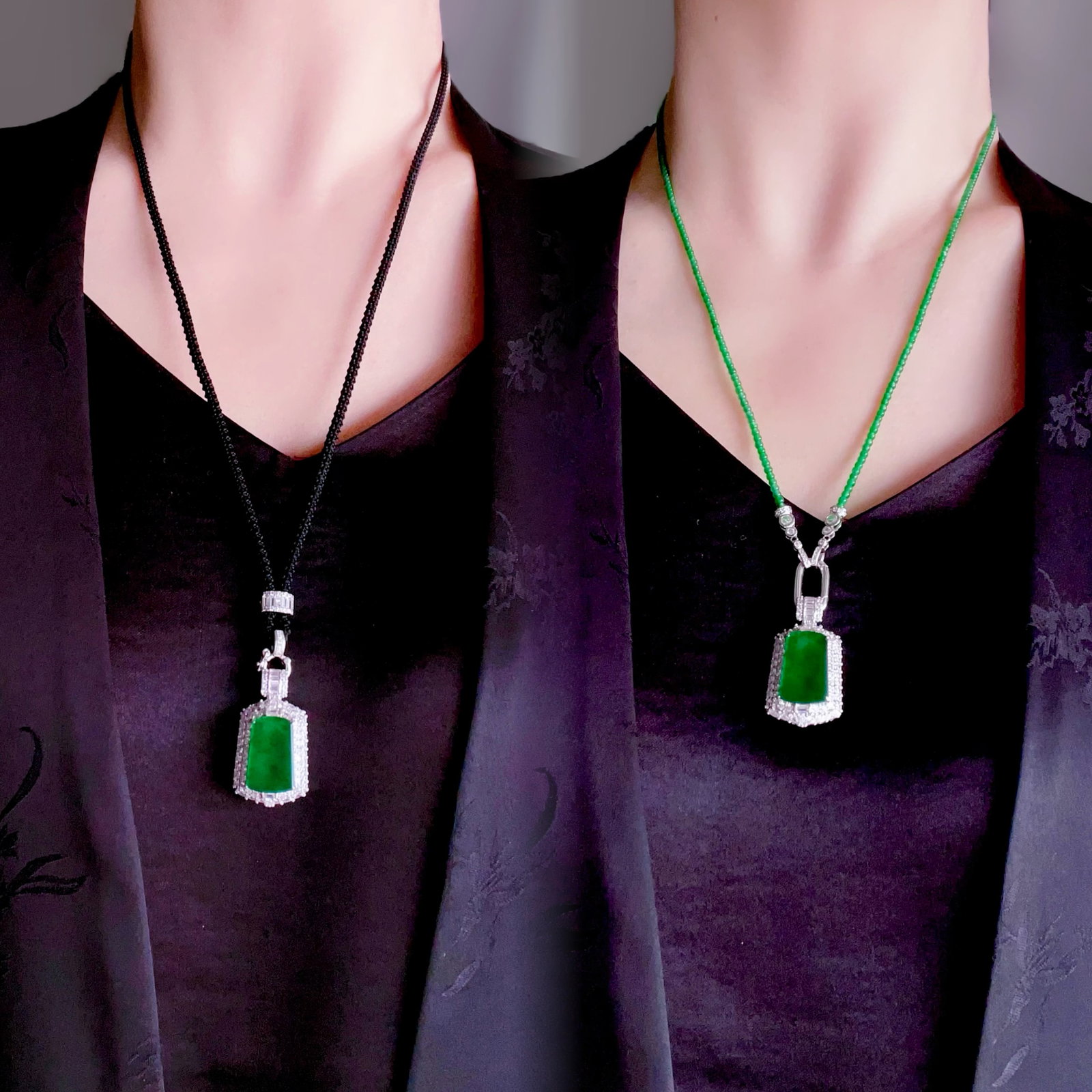 18K Gold Natural Jade Pendant - 9