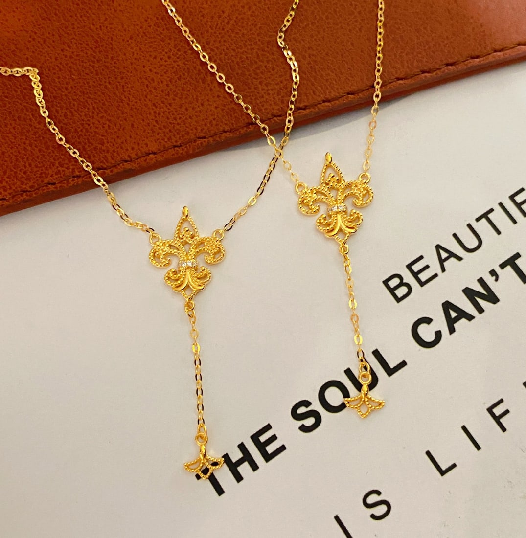 18K Gold Diamond Necklace - 4