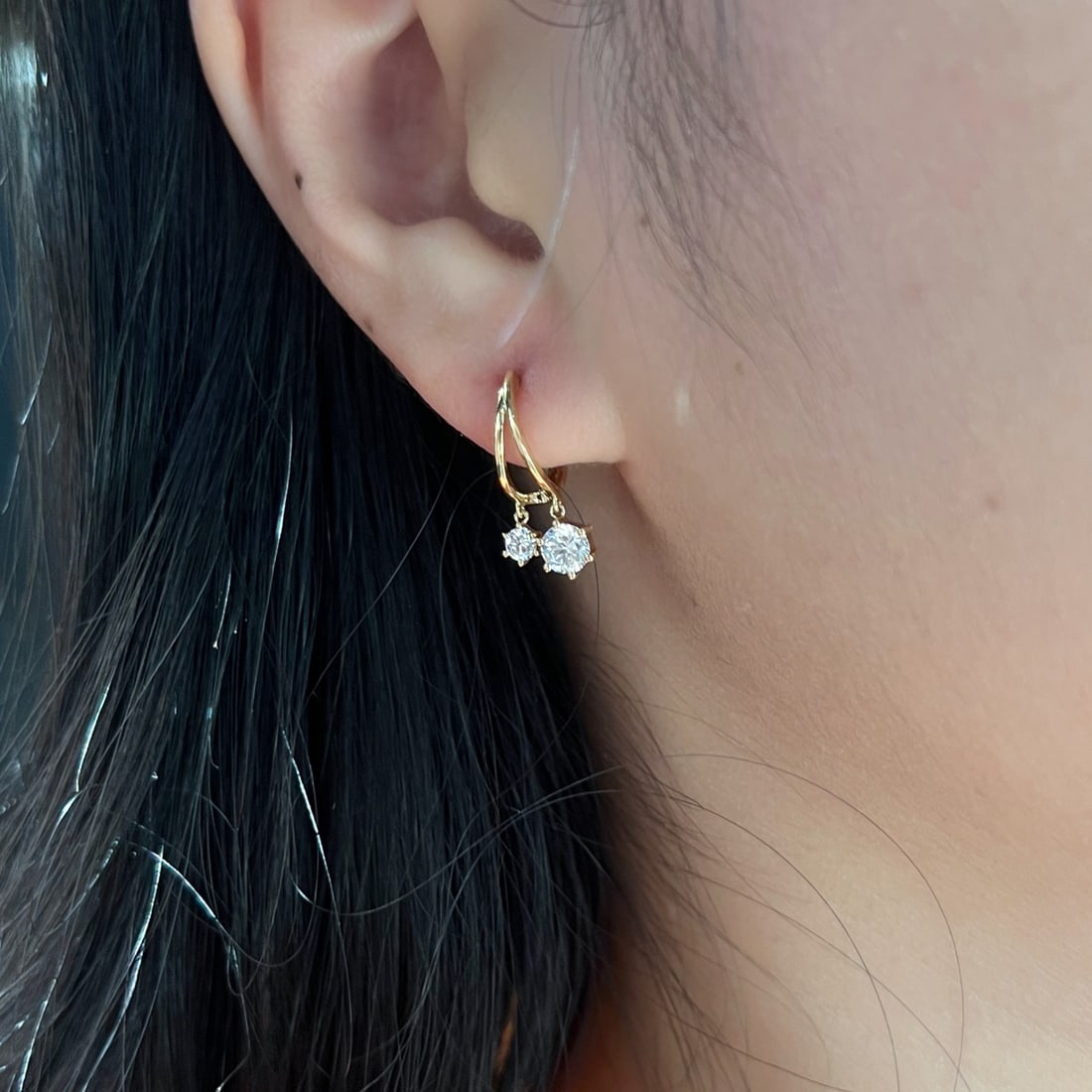 18K Gold Lab-Grown Diamond Earrings - 4