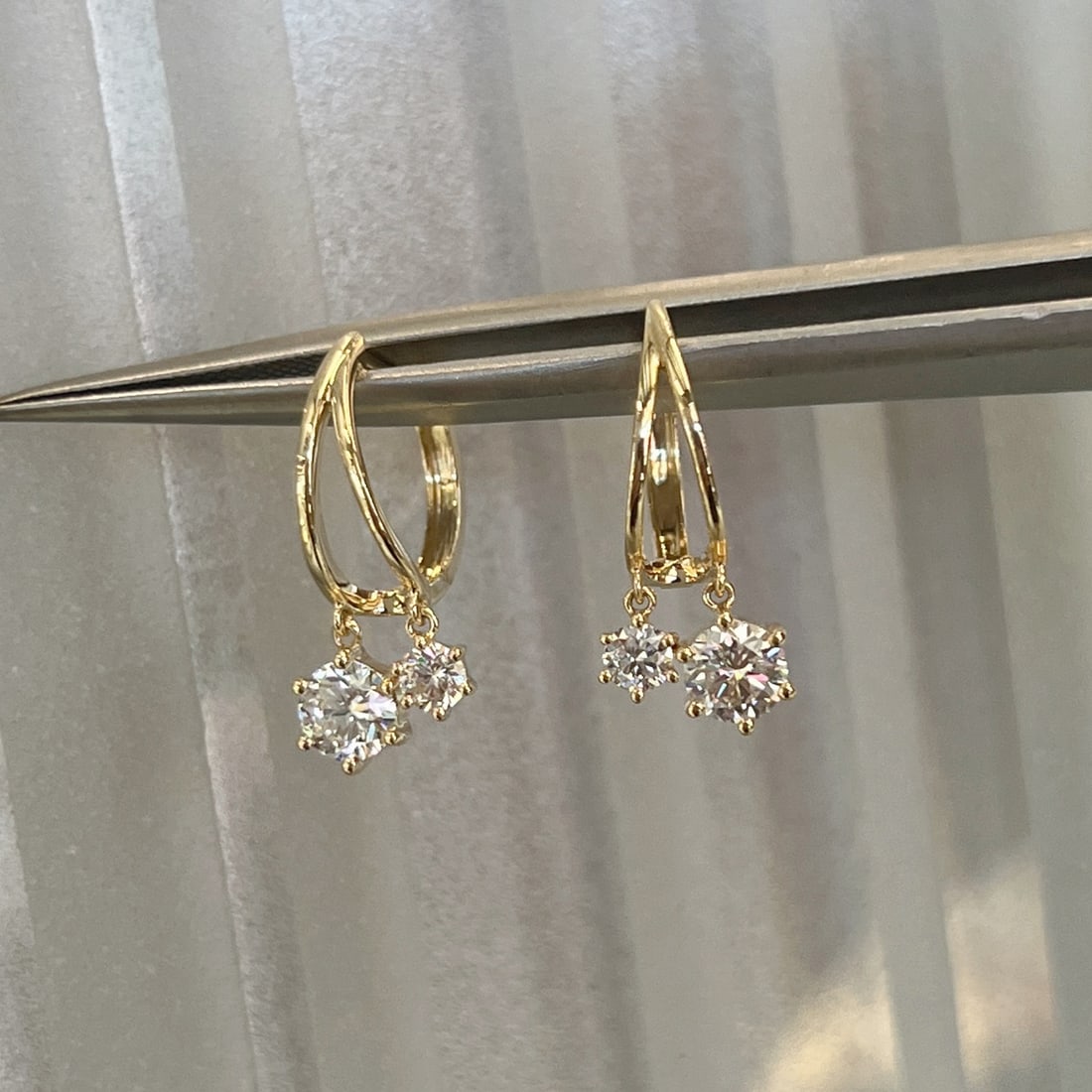 18K Gold Lab-Grown Diamond Earrings - 6