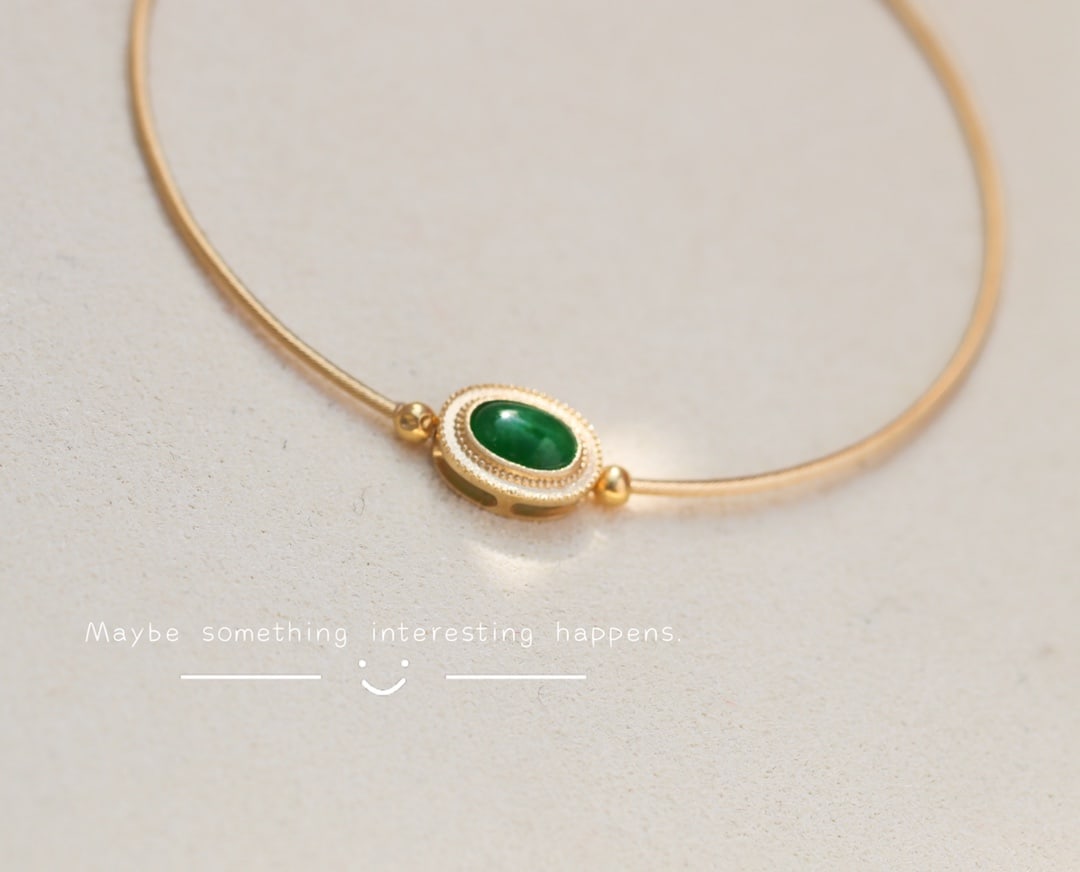 18K Gold Natural Jadeite Bracelet - 2