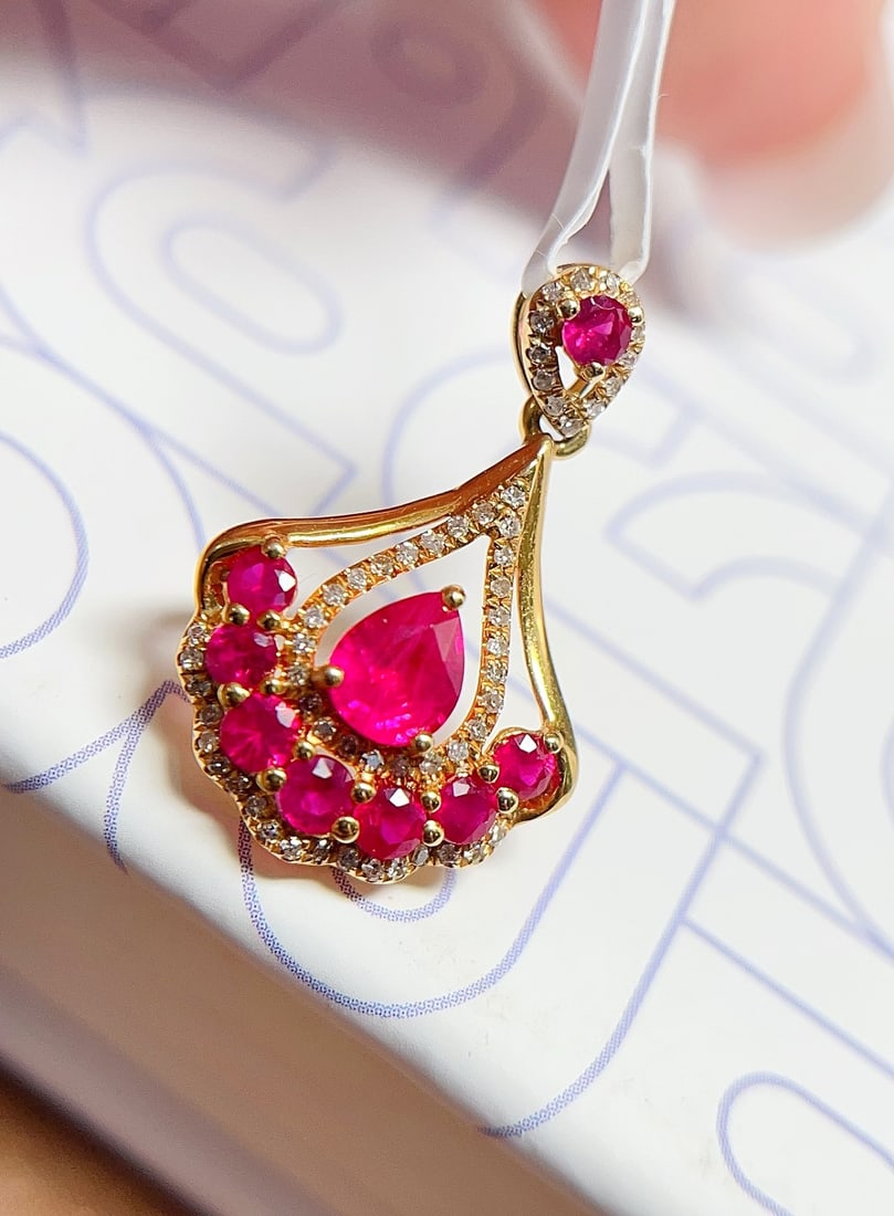 18K Gold Ruby Pendant - 2