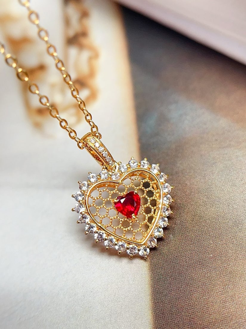 18K Gold Ruby Pendant - 2