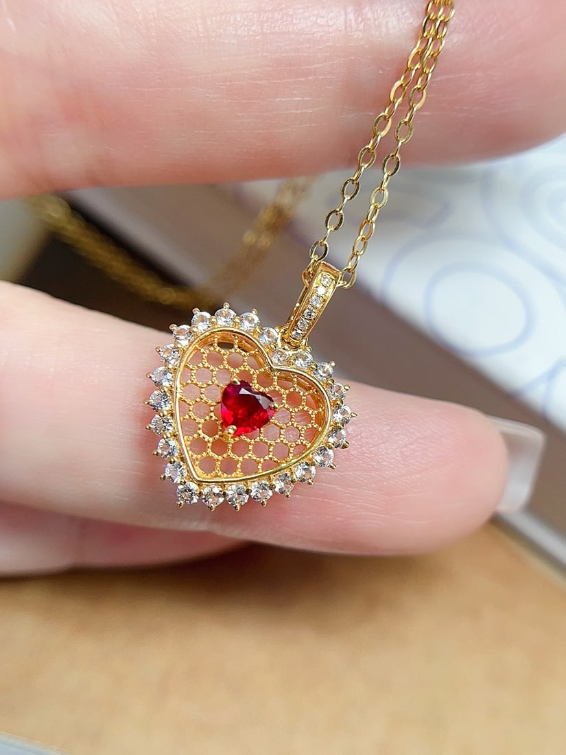 18K Gold Ruby Pendant - 3
