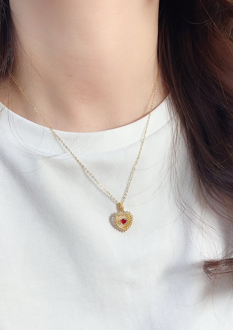18K Gold Ruby Pendant - 5