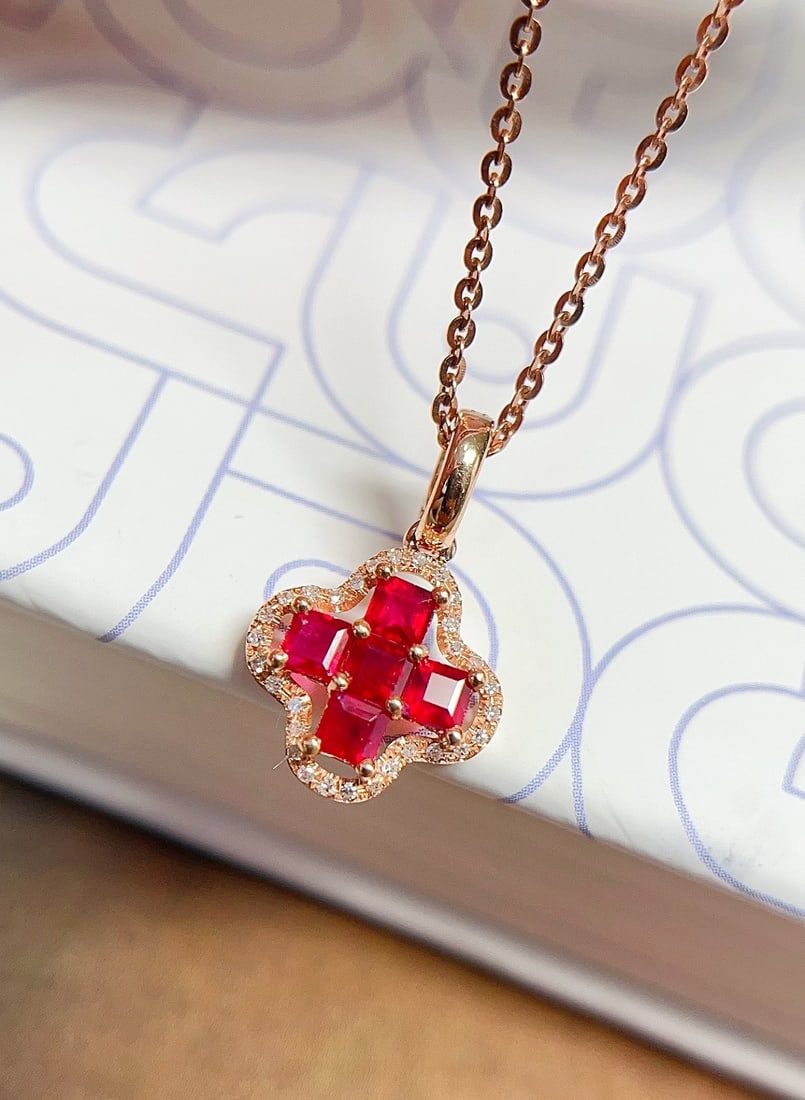 18K Gold Ruby Pendant - 2