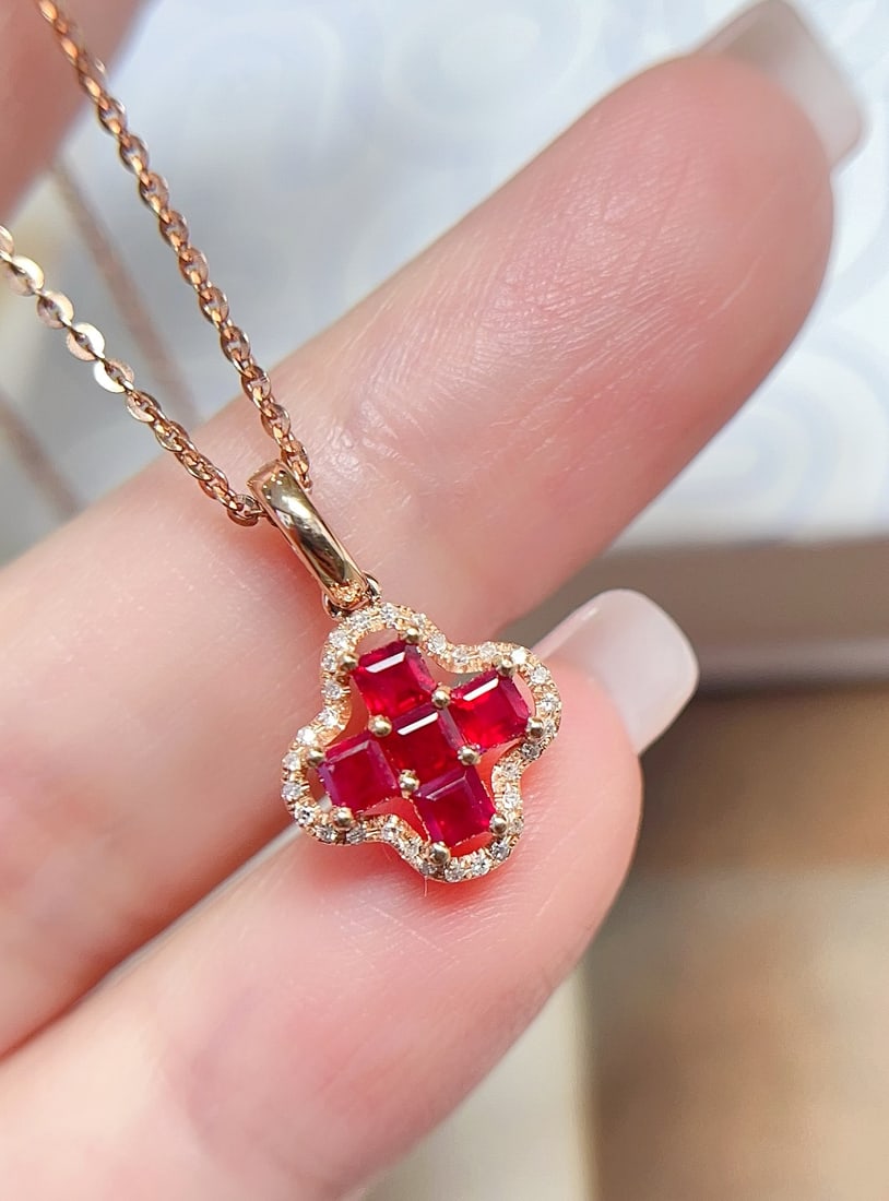 18K Gold Ruby Pendant - 3