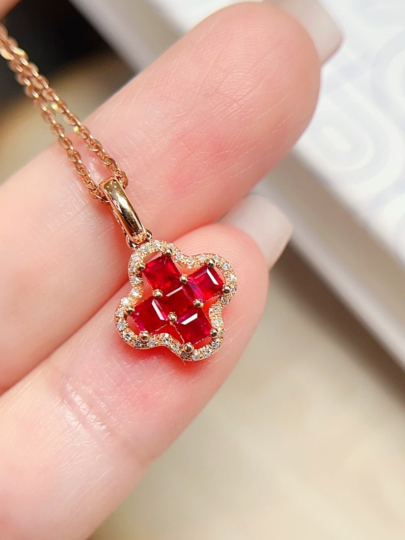 18K Gold Ruby Pendant - 4
