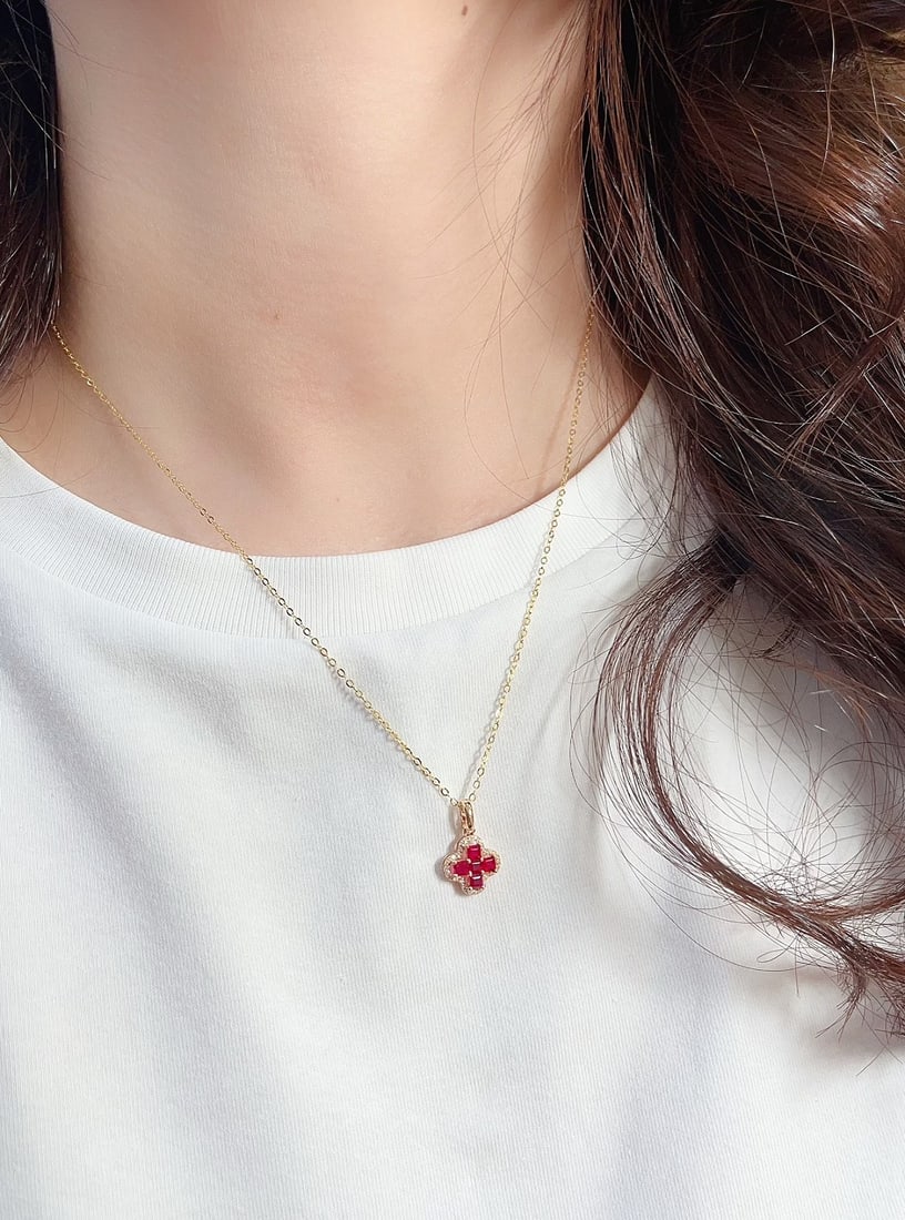 18K Gold Ruby Pendant - 5
