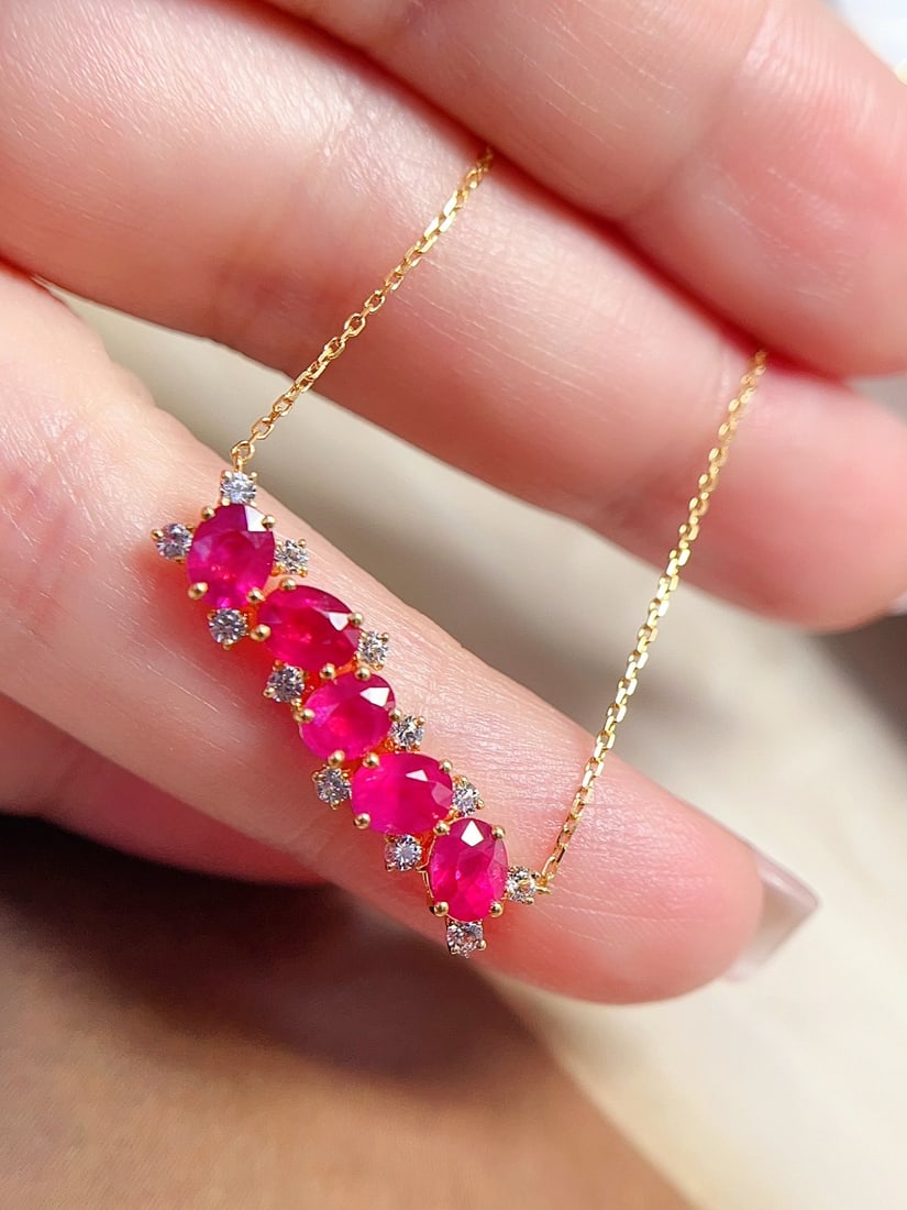18K Gold Ruby Necklace - 3
