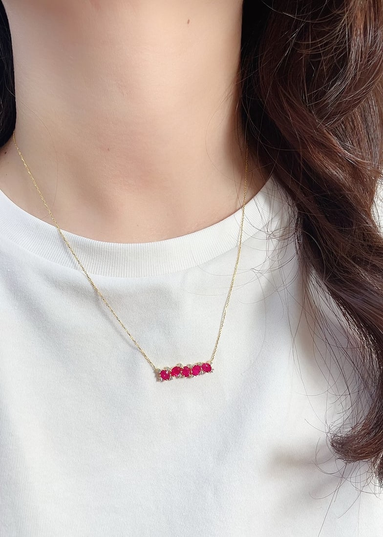 18K Gold Ruby Necklace - 5