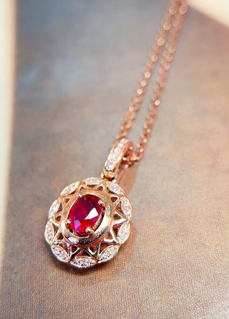 18K Gold Ruby Pendant - 2