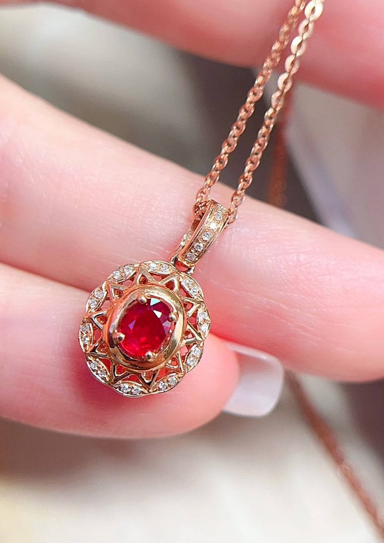 18K Gold Ruby Pendant - 3
