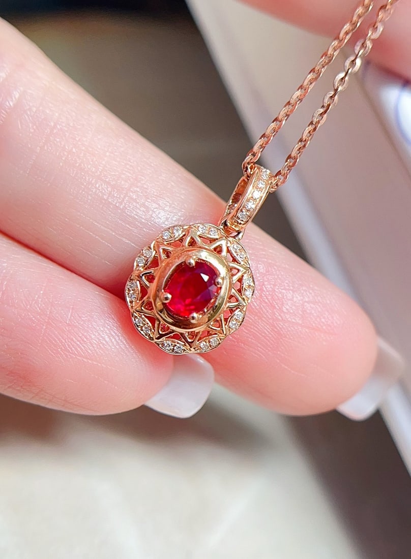 18K Gold Ruby Pendant - 4