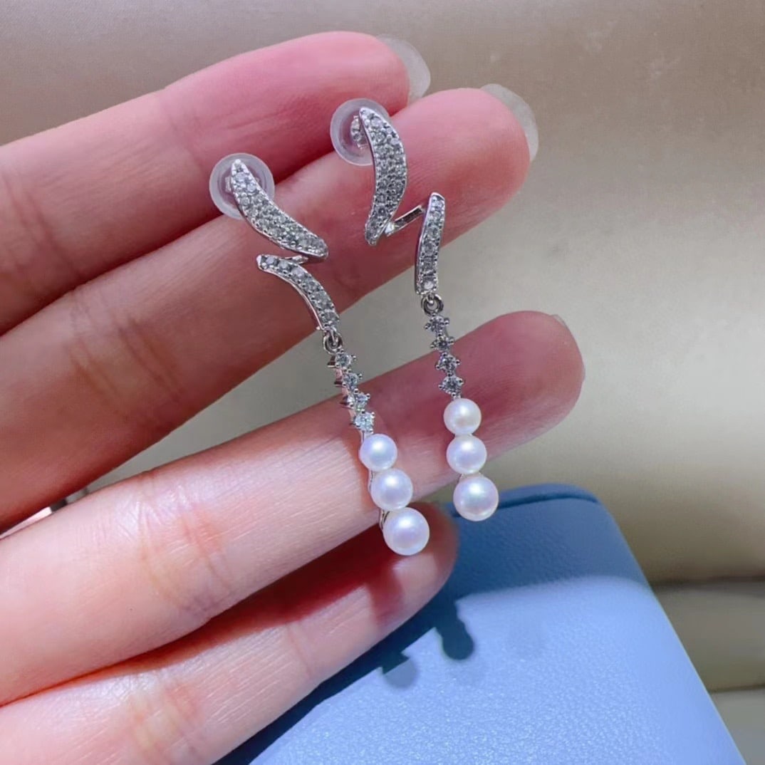 Sterling Silver Natural Aurora Pearl Earrings - 4