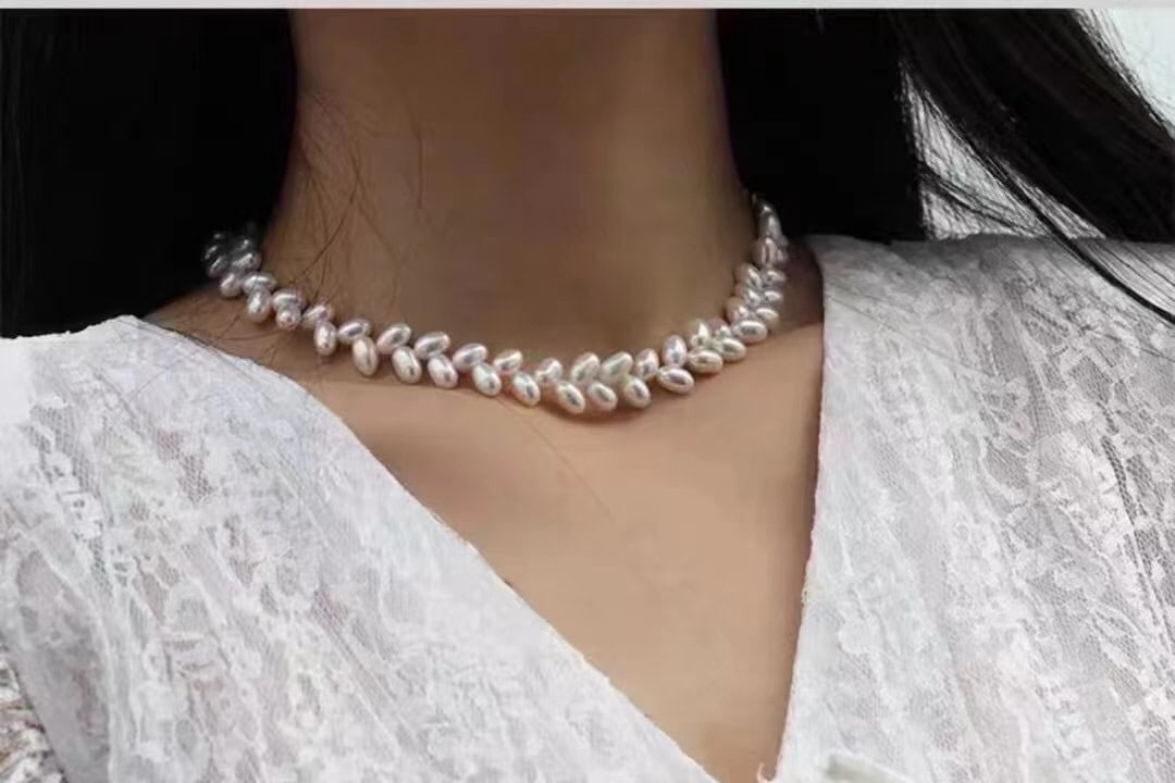 Silver Chain Natural Freshwater Pearl Necklace - 2