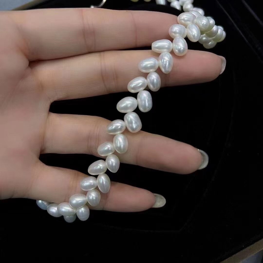 Silver Chain Natural Freshwater Pearl Necklace - 3