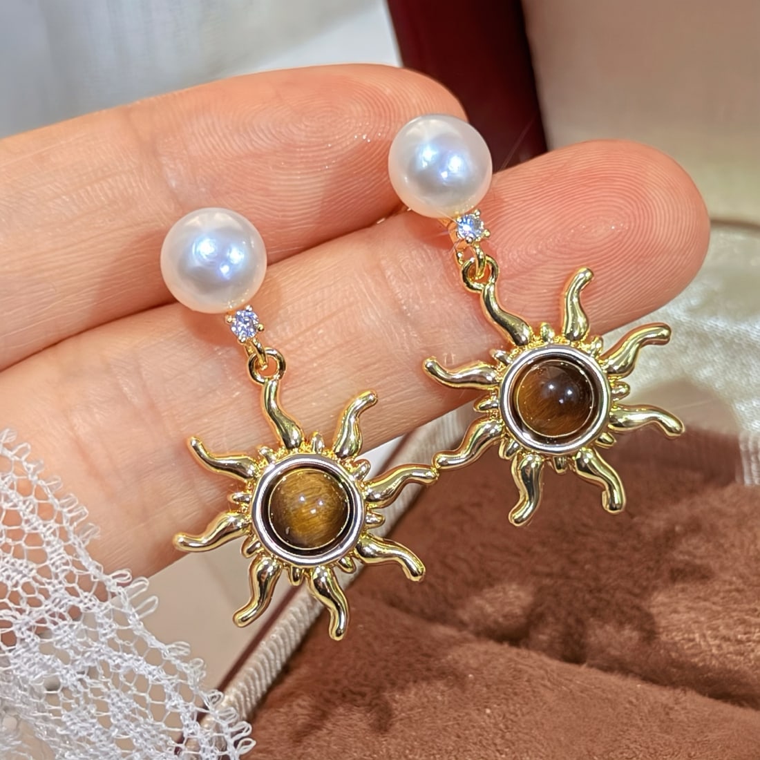 Natural Mallard Tone Pearl Earrings - 2