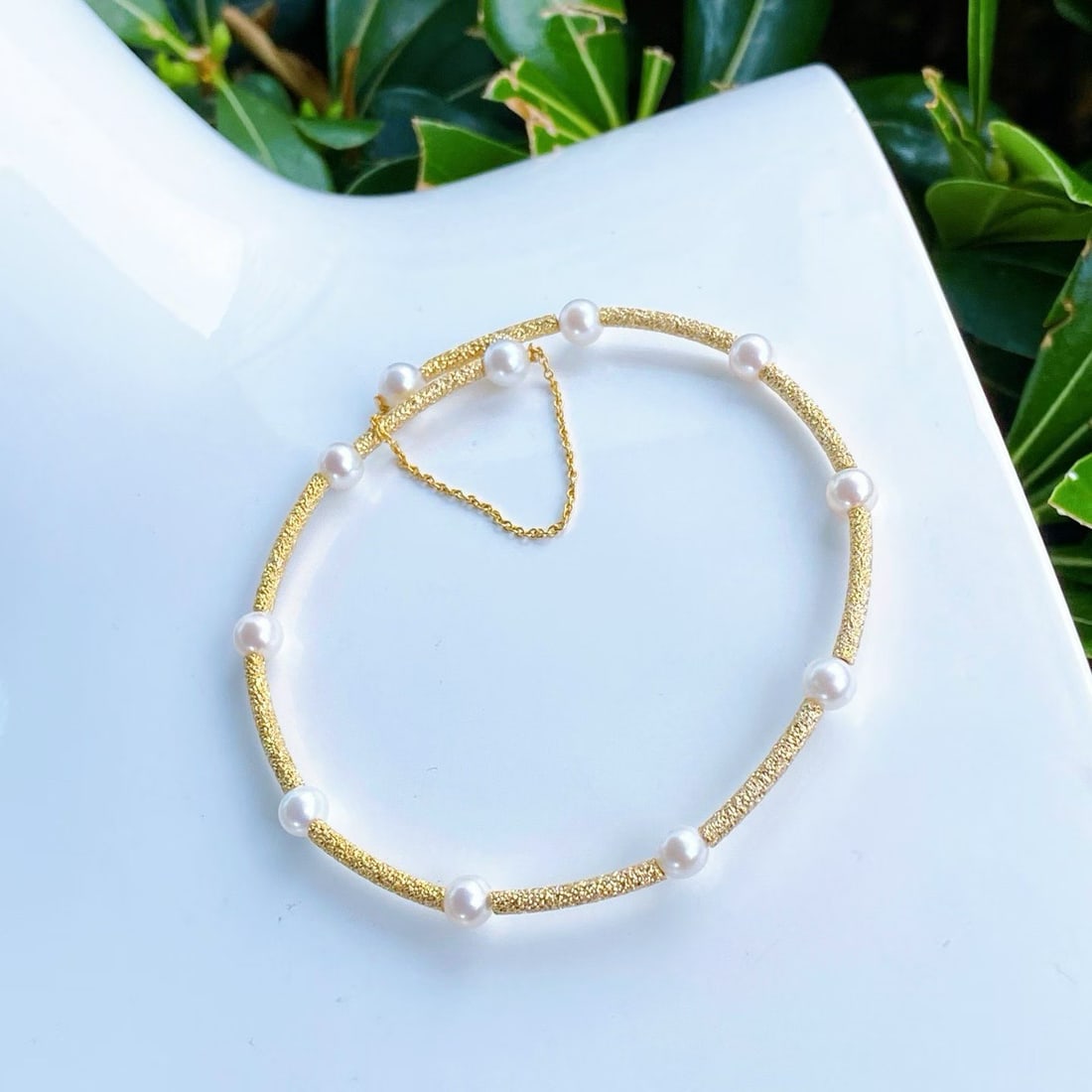 Sterling Silver Natural Pearl Bracelet - 5