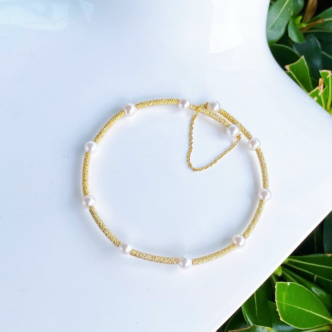 Sterling Silver Natural Pearl Bracelet - 7